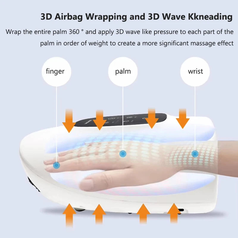 Electric Hand Massager - Airbag Kneading 3 Modes Hot