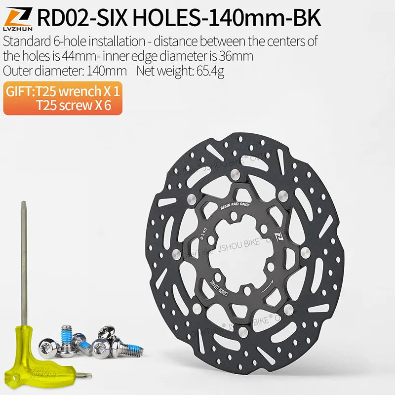 LVZHUN Carbon-Ceramic Brake Discs &ndash; Ultra-light For Shimano RD02-6B-140-BK