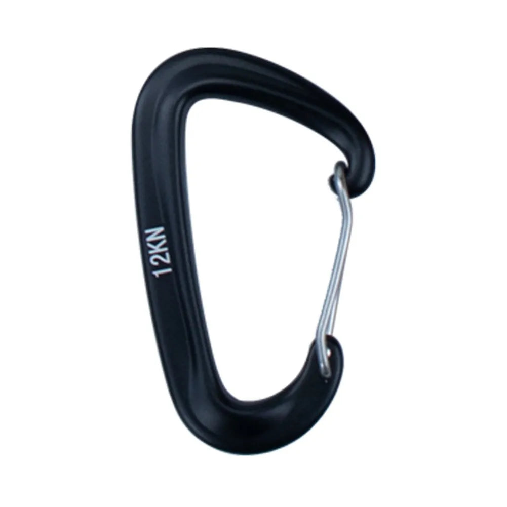 12KN Aluminium Carabiner D Shape Snap Clip Hook For Climbing Backpack Hook D Shape Professional Carabiner Security Clip Hook Black