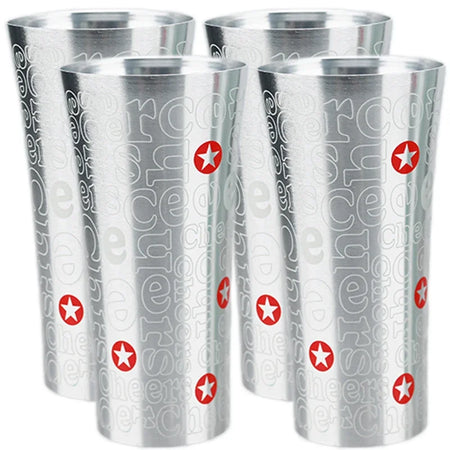 Color Changing Aluminum Beer Cup - Hammered Travel Mug A-4Pcs / 360ml