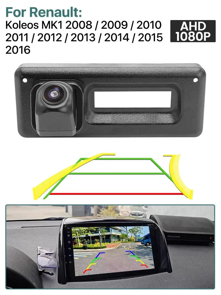 AHD 1080P Dynamic Trajectory Reverse Line Car Rear View Trunk Handle Camera For Renault Koleos Clio 2010-2015 monitor by InterCyprus Trading Ltd
