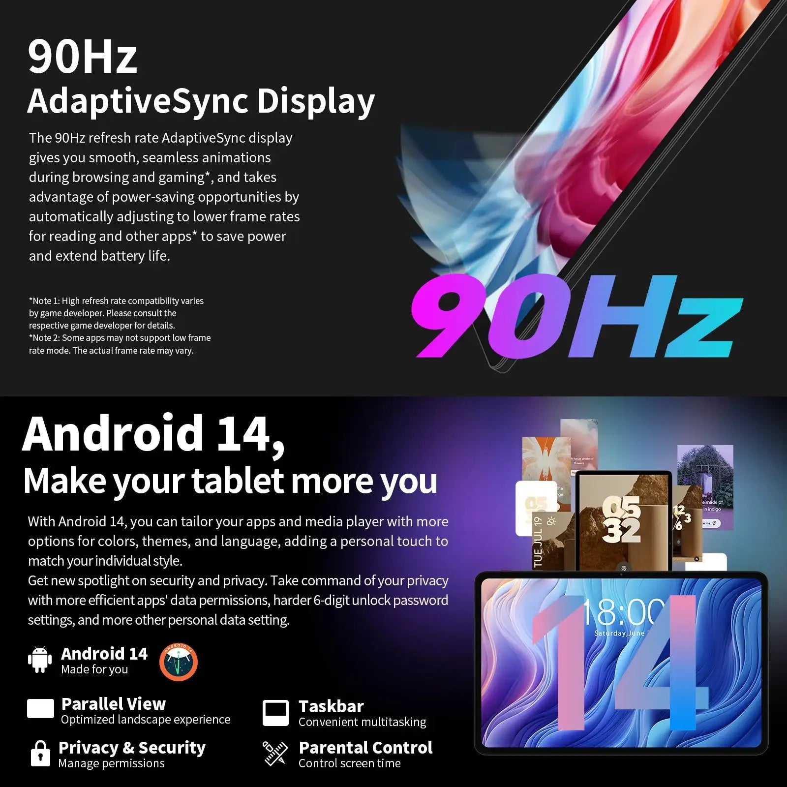 Teclast T60 Android 14 Tablet 12 Inch 2K Display 90Hz 4G LTE