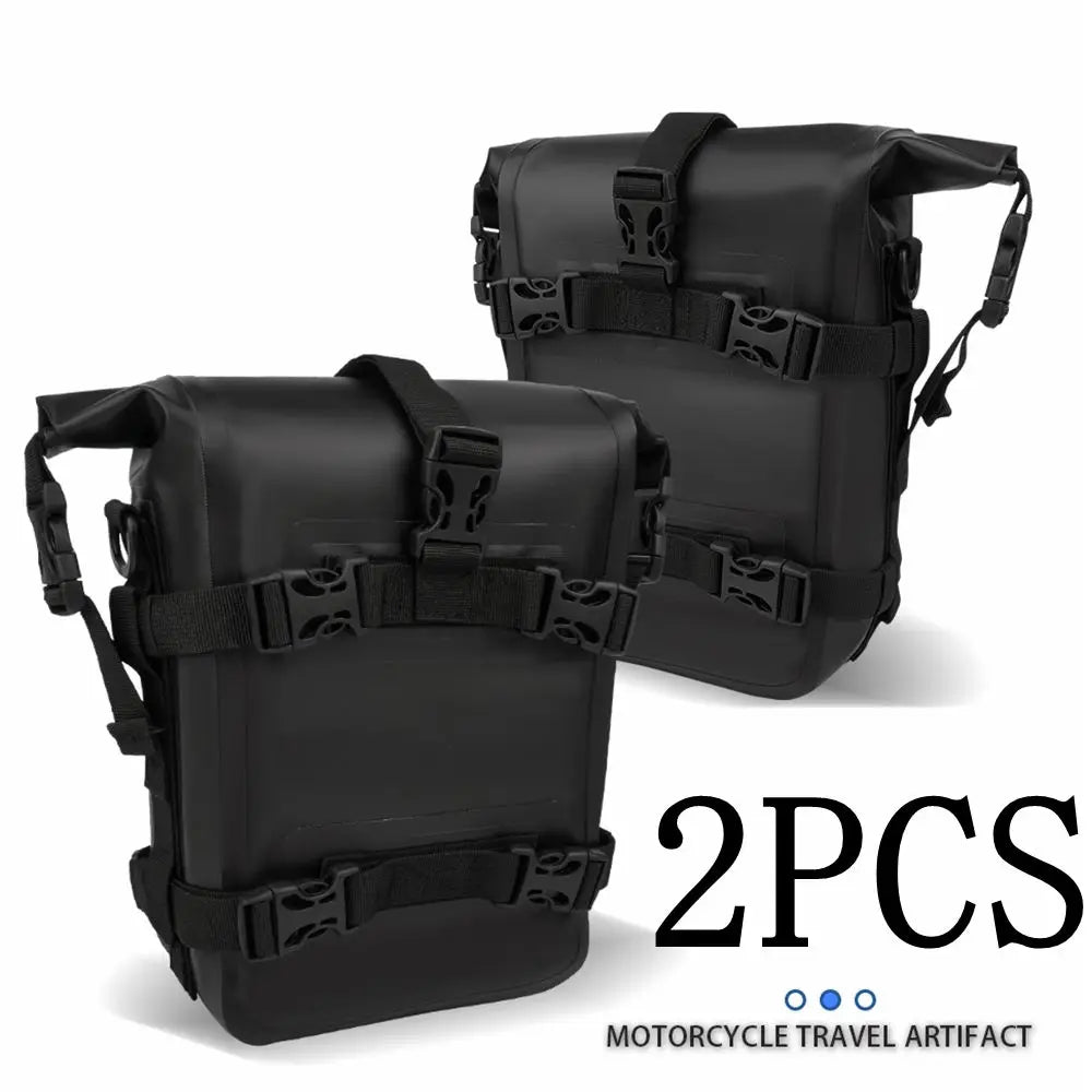 CSHWISDOW Motorcycle Frame Crash Bars Waterproof Bag &ndash; Durable Bumper Repair Tool Storage 2x no logo black