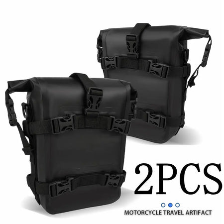 CSHWISDOW Motorcycle Frame Crash Bars Waterproof Bag &ndash; Durable Bumper Repair Tool Storage 2x no logo black