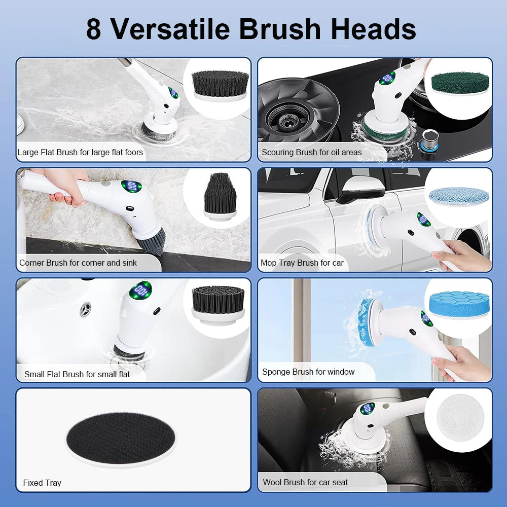 Electric Cleaning Brush 8 In 1 &ndash; 8 Replaceable Heads