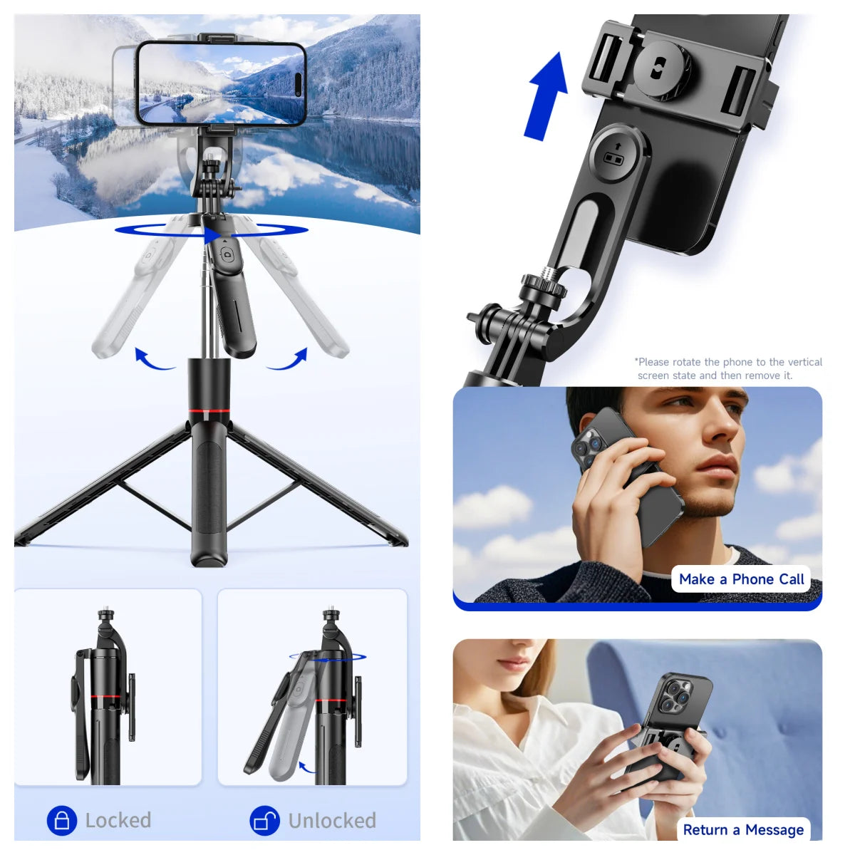 MEUYAG Monopod Remote Shutter with Fill Light &amp; Bluetooth Selfie Stick for Smartphones