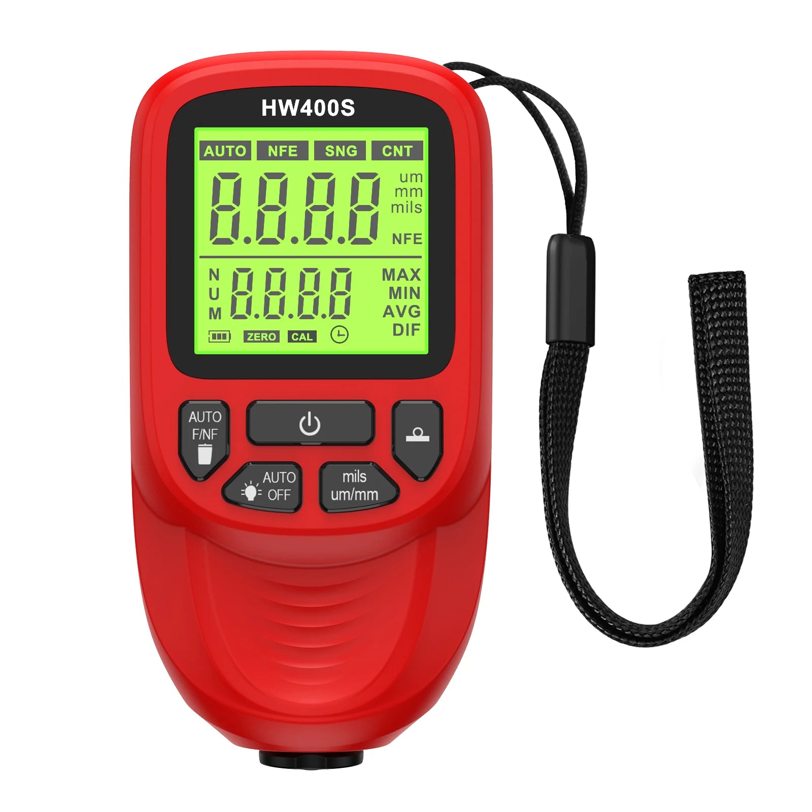 HW400S 0-2000UM Car Coating Thickness Gauge &ndash; Backlight Red