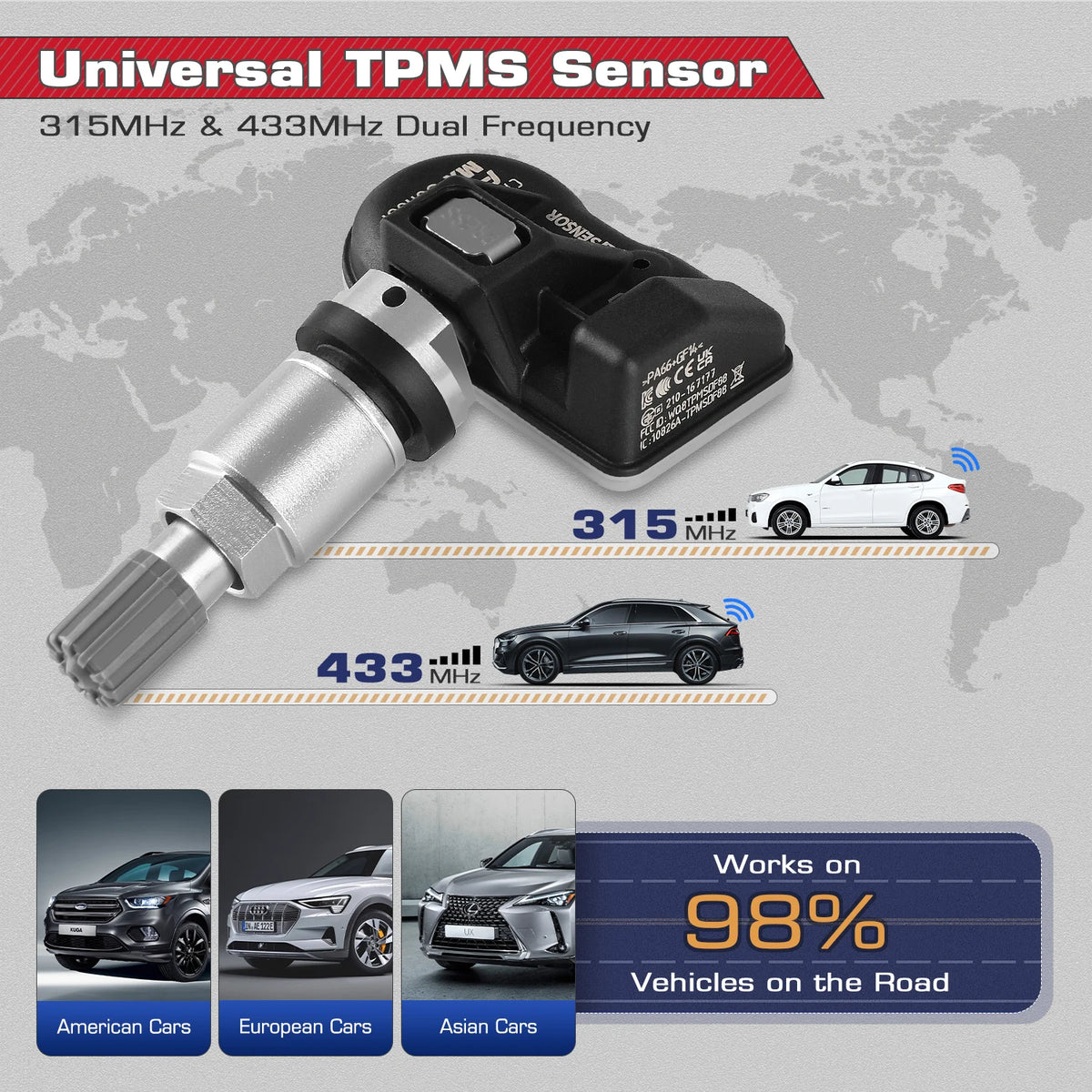 Autel MX-Sensor &ndash; 2in1 TPMS Replacement 433MHz 315MHz