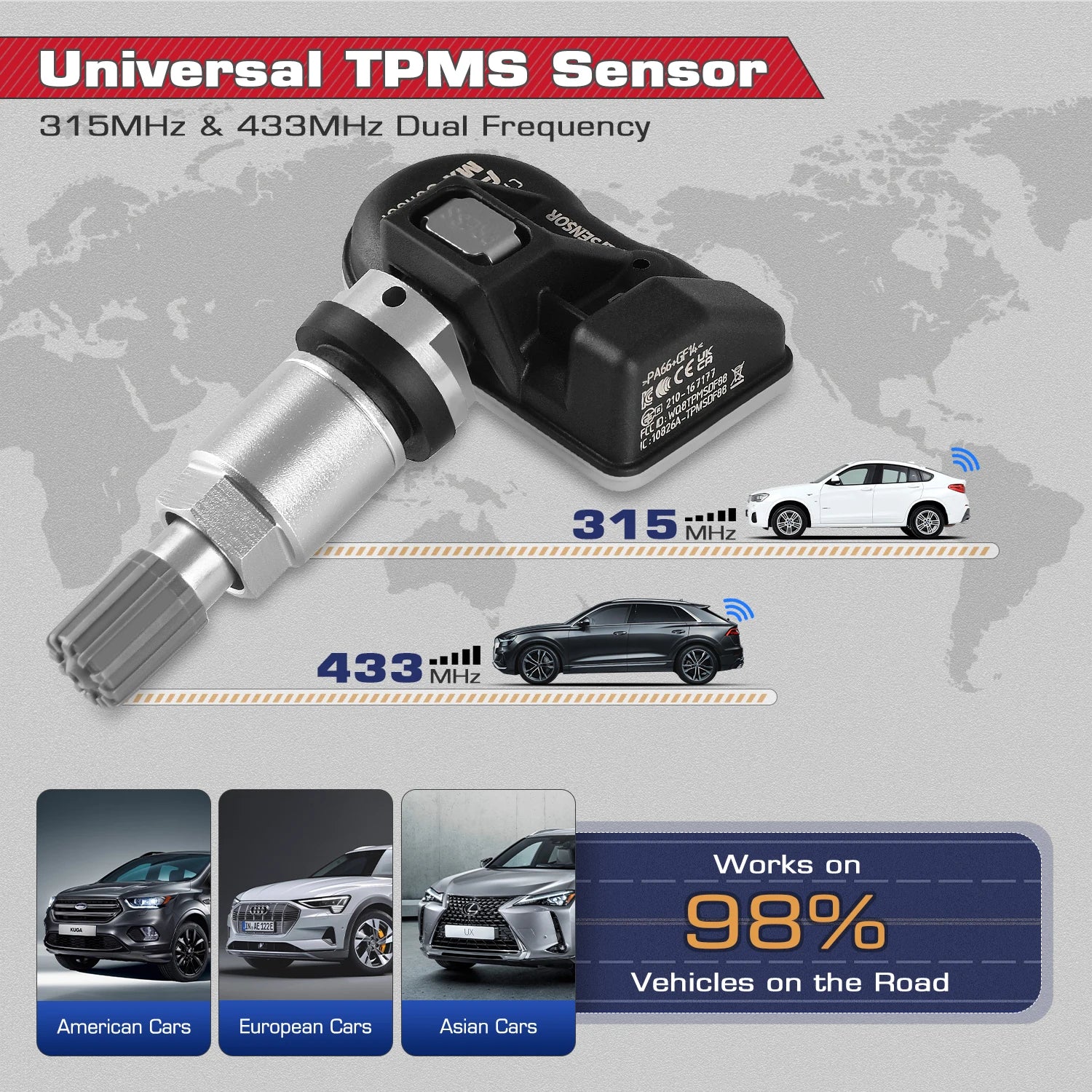 Autel MX-Sensor &ndash; 2in1 TPMS Replacement 433MHz 315MHz