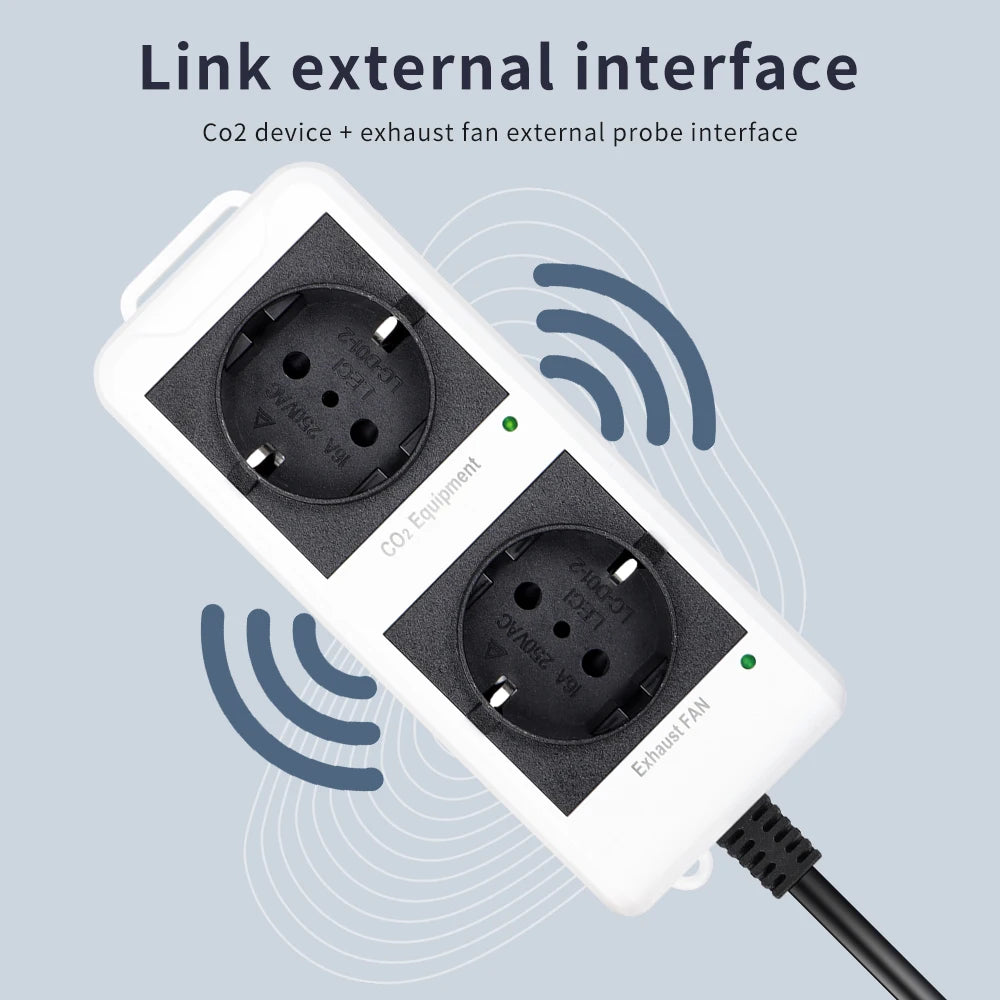 EU US Plug CO2 Detector 0-5000PPM Air Monitor &ndash; LCD Display