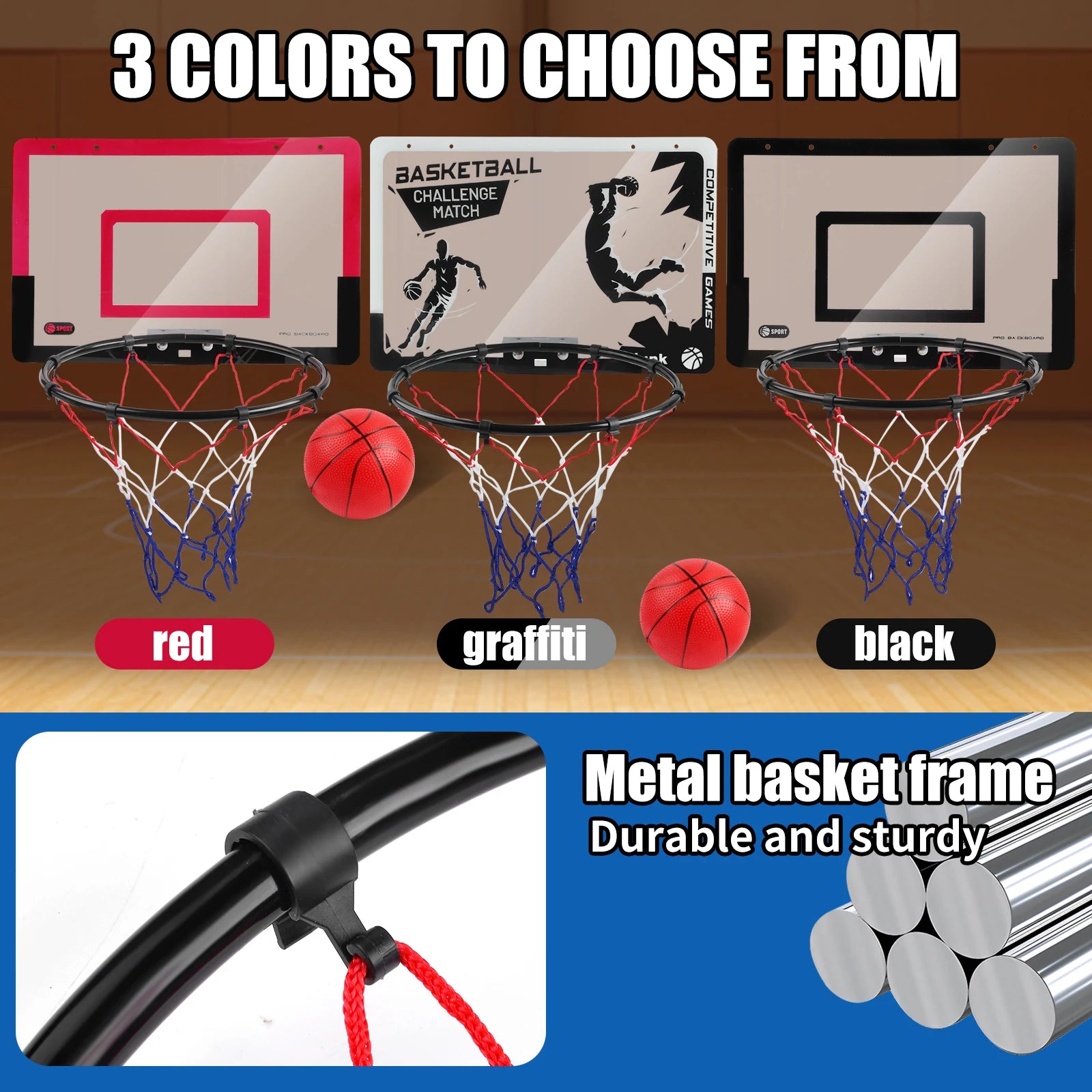 Metal Basketball Rim Mini Hoop Indoor Backboard &ndash; Safe Play