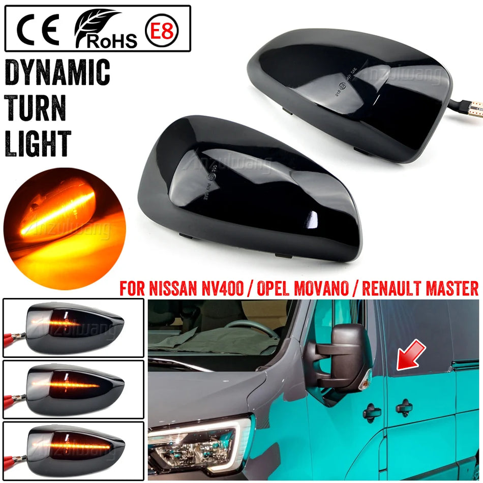Lámpara de señal de giro de espejo lateral LED dinámica para Renault Master III