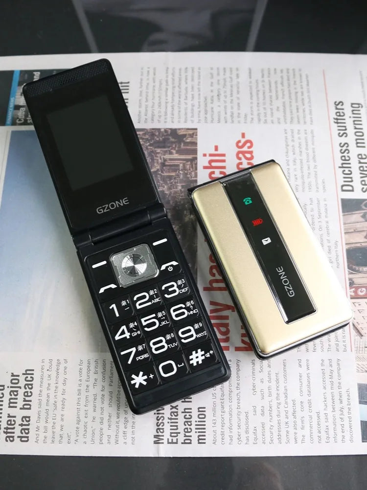 Flip Elderly Mobile Phone &ndash; Big Battery Easy Push Buttons Gold / Standard