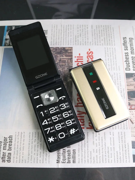 Flip Elderly Mobile Phone &ndash; Big Battery Easy Push Buttons Gold / Standard