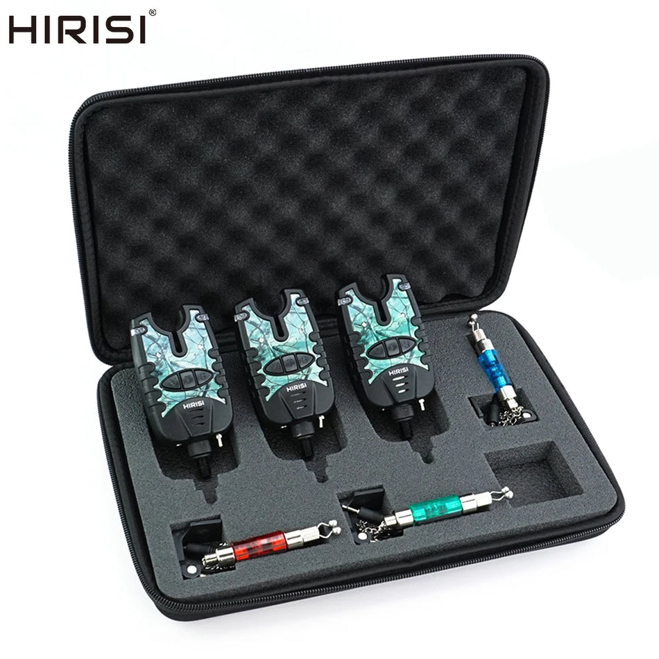 Hirisi 3Pc Alarmes de Morsure de Pêche Avec 3 Swingers de Couleur B1142C