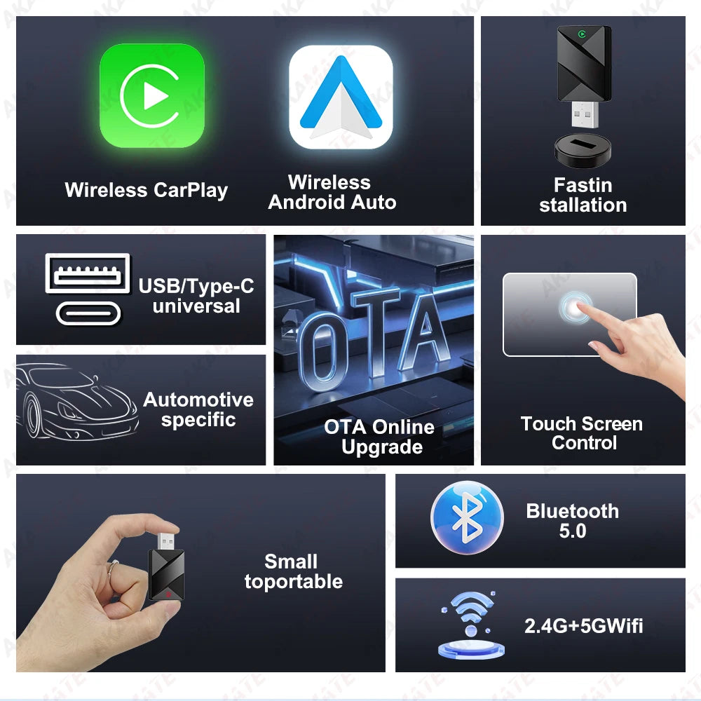 2 In 1 Wireless CarPlay Dongle &ndash; Wireless Android Auto