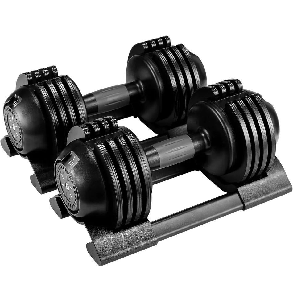 Mancuernas Ajustables Con Soporte Dos 10kg Agarre Seguro