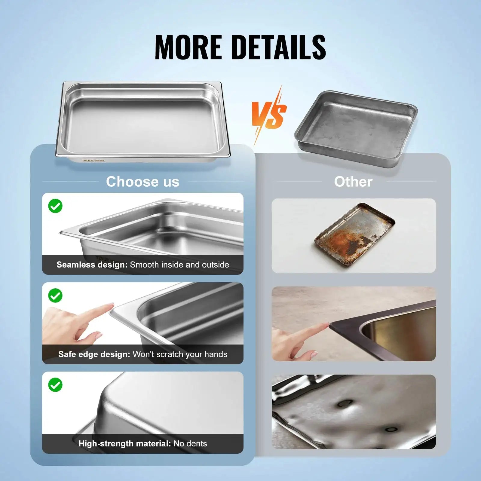 6 Pack Deep Buffet Chafing Dishes Stainless Pan