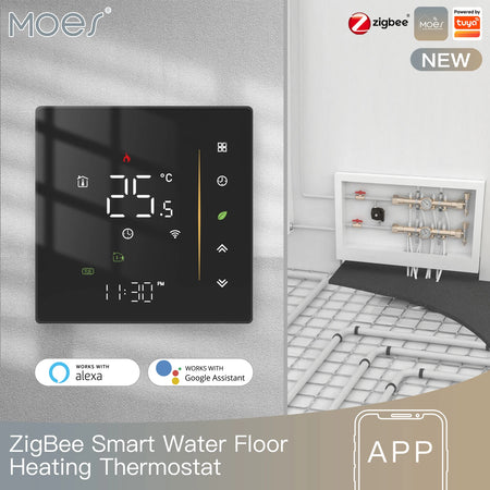 MOES Zigbee Thermostat 5A16A &ndash; Programmable Floor Heating water heating black