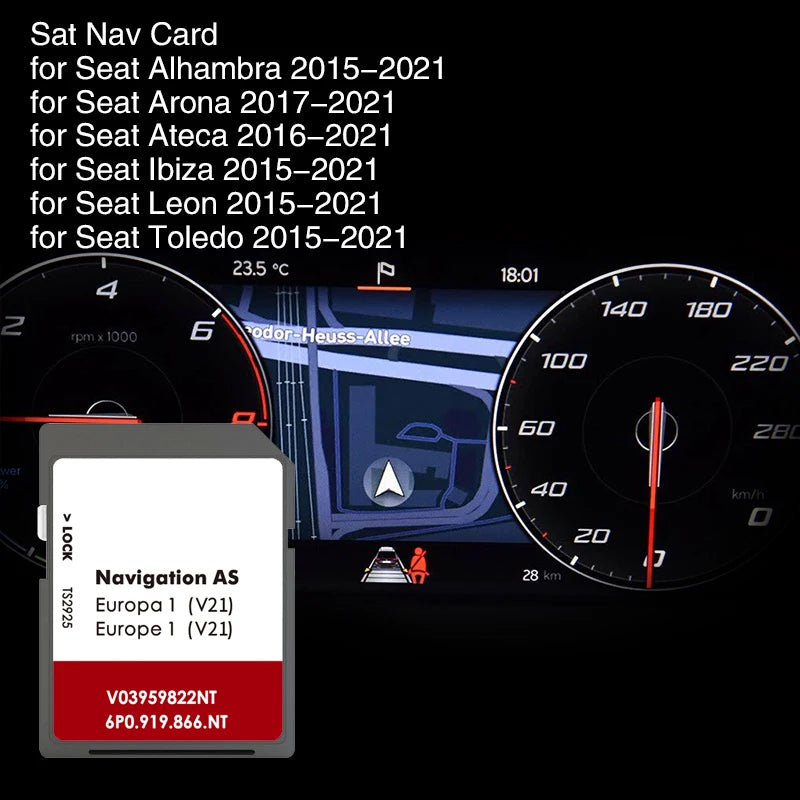 AS V21 32GB SD Card &ndash; Europe Maps For Seat Cars Navigation CHINA / for Seat