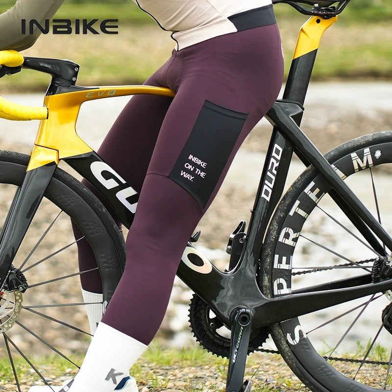 Winter Cycling Bib Pants for Men, Thermal Fleece, Padded, Nylon Spandex