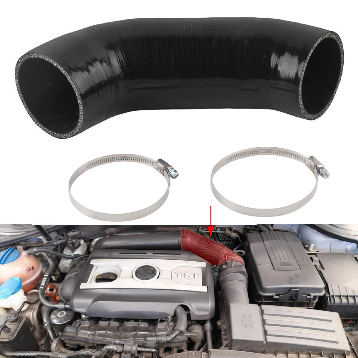 Silicone Air Intake Hose For Audi A3 VW Golf Mk5 Beetle EA888 by InterCyprus Trading Ltd