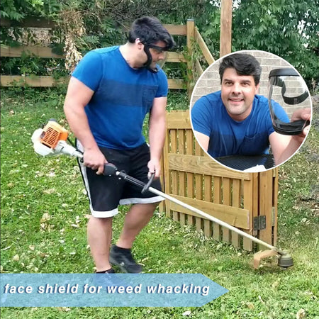 Transparent Facial Protector - Anti-Fog, Oil Proof, Full Face Shield for Weed Whacking &amp; Kitchen Use