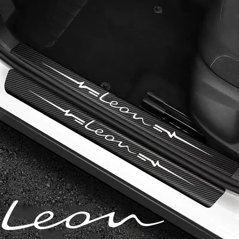 Adesivo Protettivo Soglia Porta per Seat Leon Aspetto Fibra di Carbonio Protezione Durevole Finitura Opaca