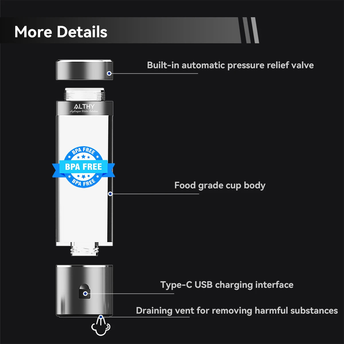 ALTHY H2-007 Hydrogen Water Generator Bottle - Portable