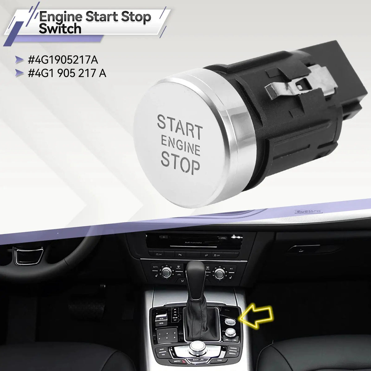 4G1905217A For Audi A6 C7 S6 A7 RS7 2013 2014 2015 2016 2017 2018 Keyless Start Stop Ignition Switch Engine Push Button Starter by InterCyprus Trading Ltd