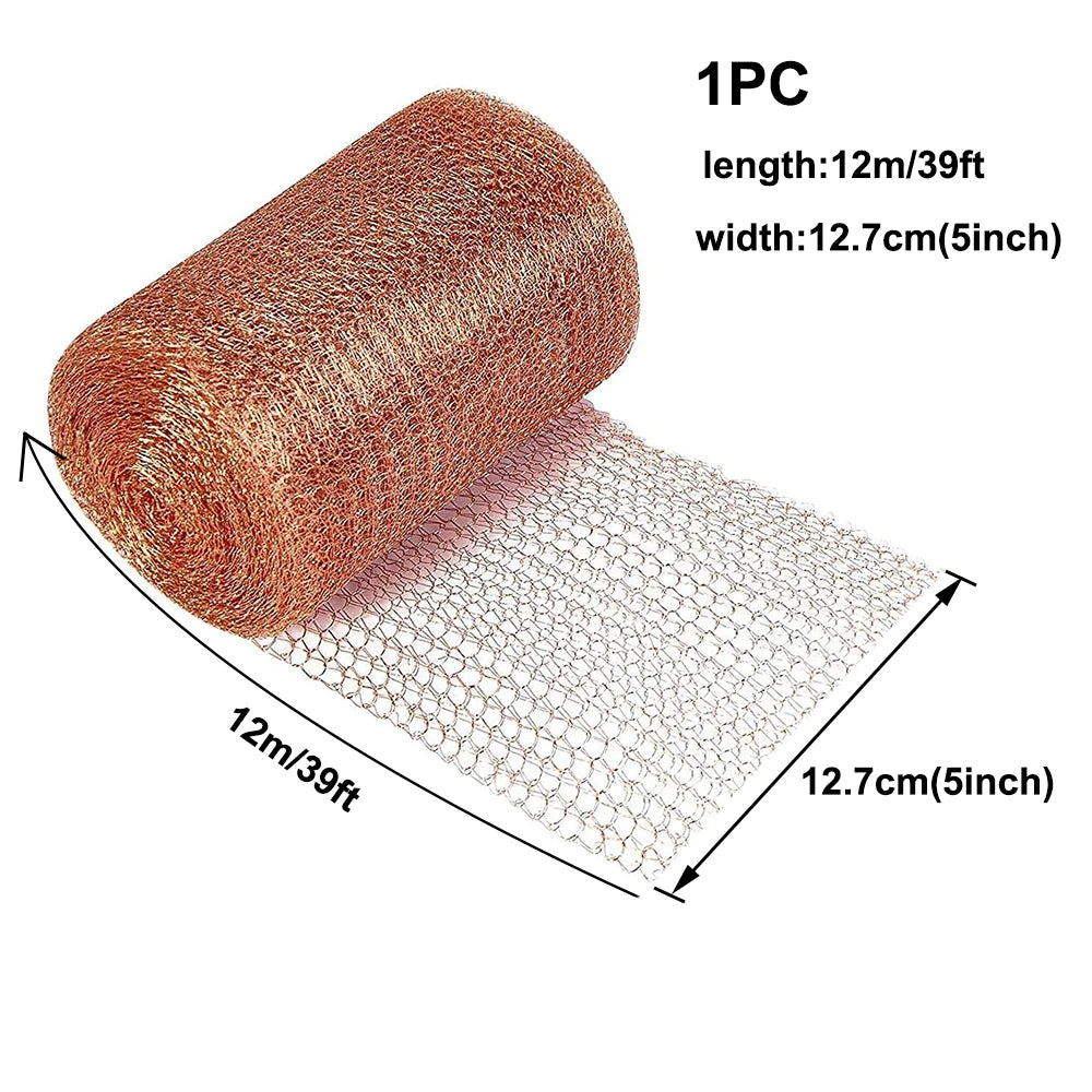 Copper Wire Mesh for Signal Shielding, Pest Control &amp; Garden Decor 12.7cm x 12m