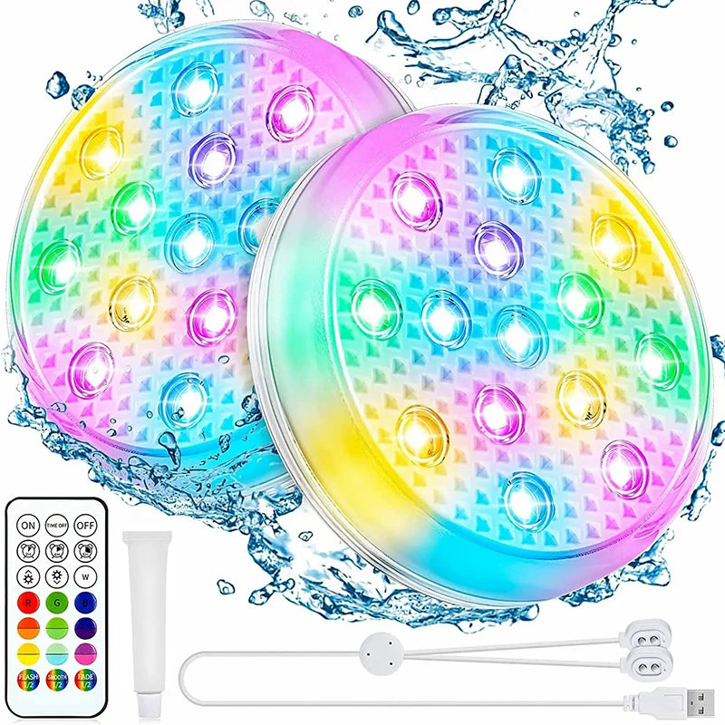 Rechargeable Underwater Pool Lights &ndash; Remote Color Changing 2pcs