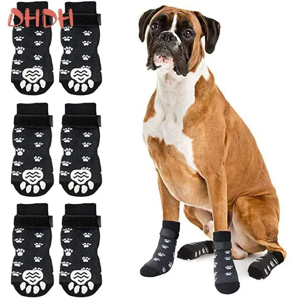 Meias Antiderrapantes para Cães com Tração e Correia Ajustável para Uso Interior