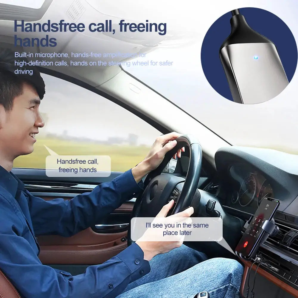 Aux to Bluetooth 5.0 Adapter 3.5mm Bluetooth Receiver for Car USB to 3.5mm Jack Kit with Built-in Microphone by InterCyprus Trading Ltd