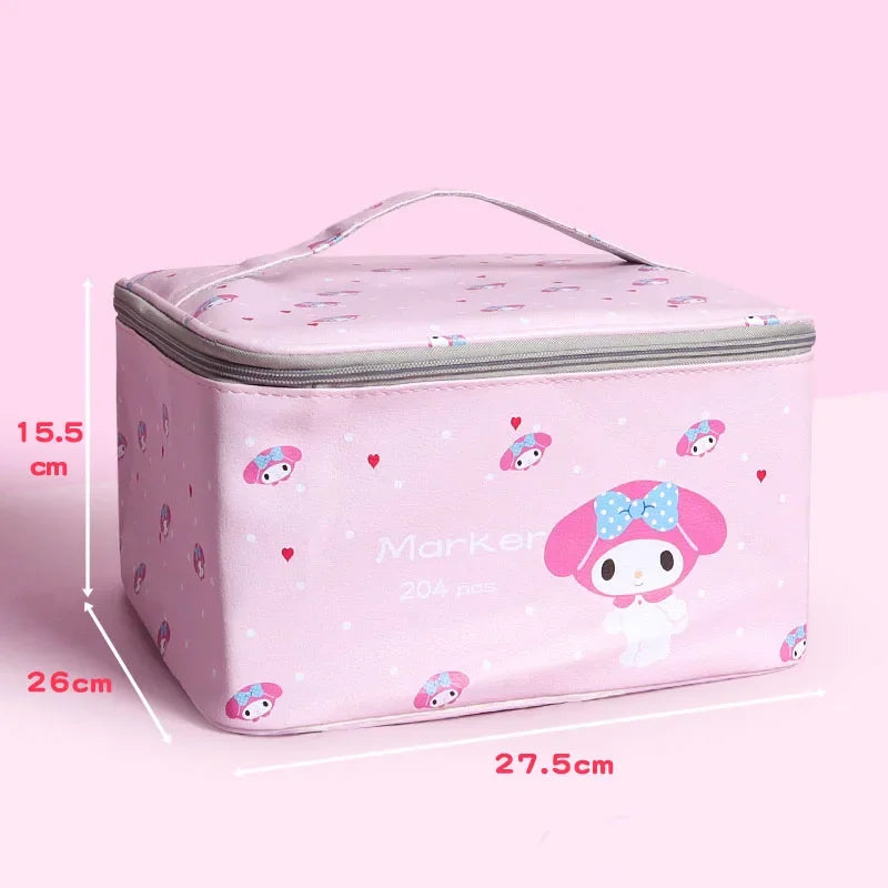 Large-Capacity Waterproof Marker Storage Bag - 210 Slot with Textured Leather Design