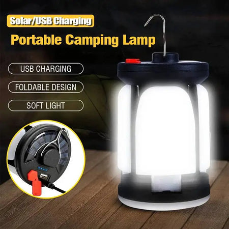 Rechargeable LED Camping Lantern with Versatile Light Modes and Solar Charging