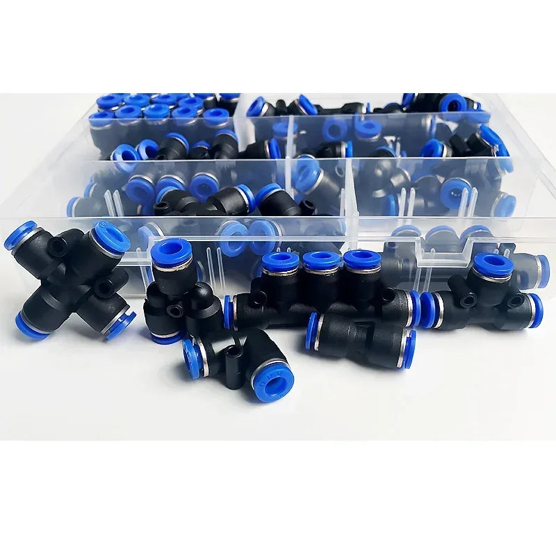 Boxed 51 PCs PU-6 Pneumatic Fitting Kit &ndash; Comprehensive 6mm Air Hose Connector Set