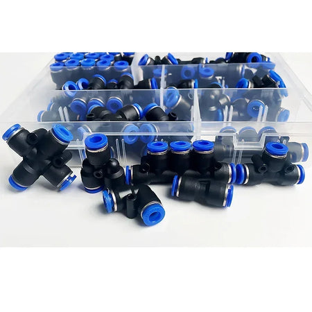 Boxed 51 PCs PU-6 Pneumatic Fitting Kit &ndash; Comprehensive 6mm Air Hose Connector Set