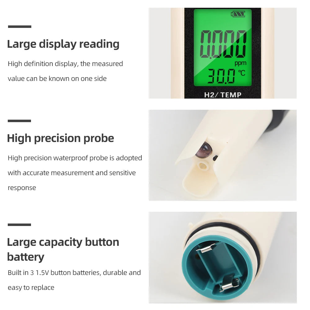 4/3/2 In 1 PH ORP H2 Meter Portable Pen &ndash; Water Purity Test