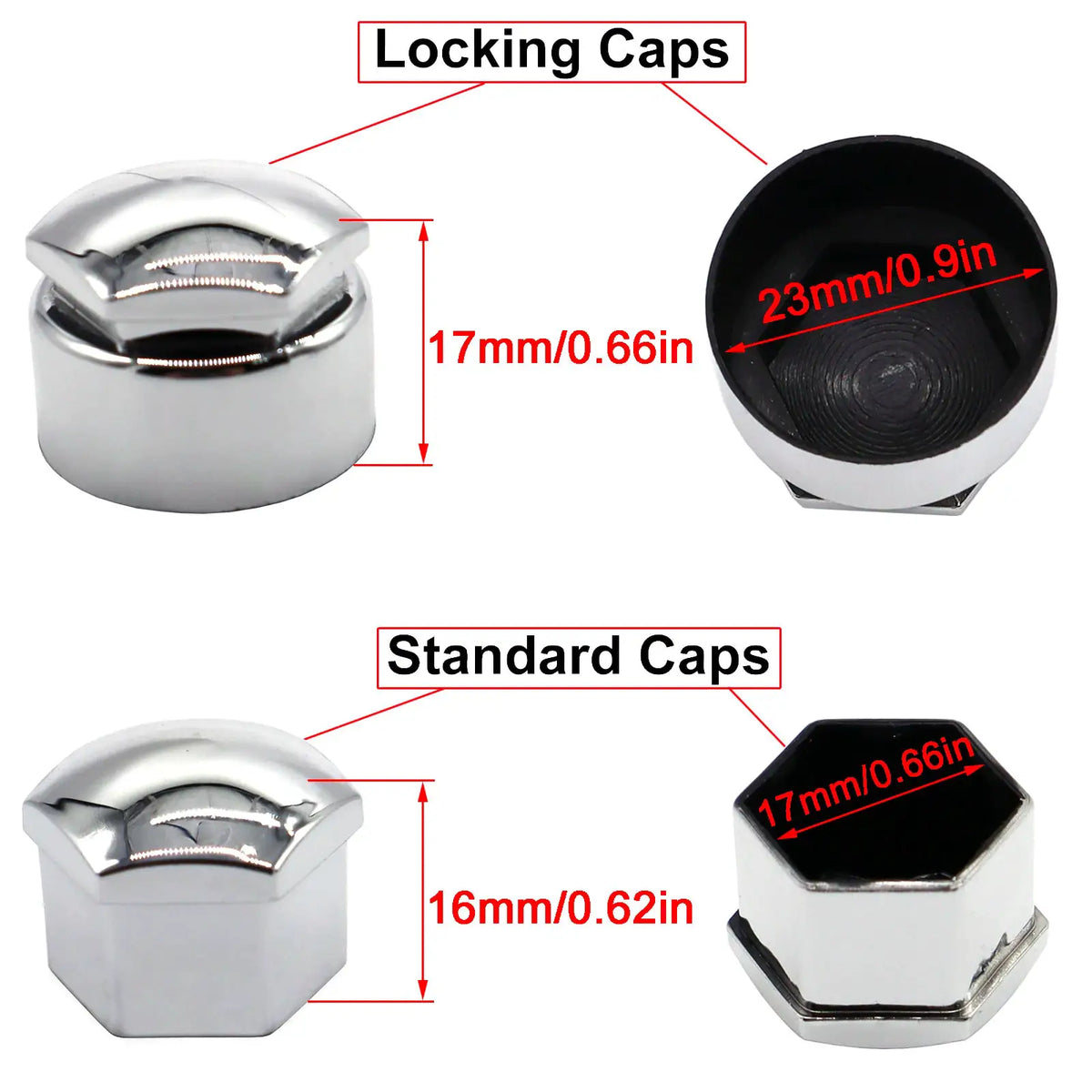 24pcs 17MM Car Chrome Wheel Nut Caps Protector Hub Tighten Screws Covers Tyre Nut Bolts Outward Decoration Studs Guard Vehicle by InterCyprus Trading Ltd