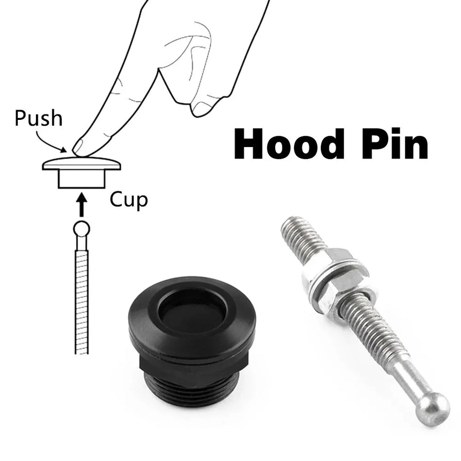 Universal Hood Pin Lock Kit 22mm, Push Button Engine Bonnet