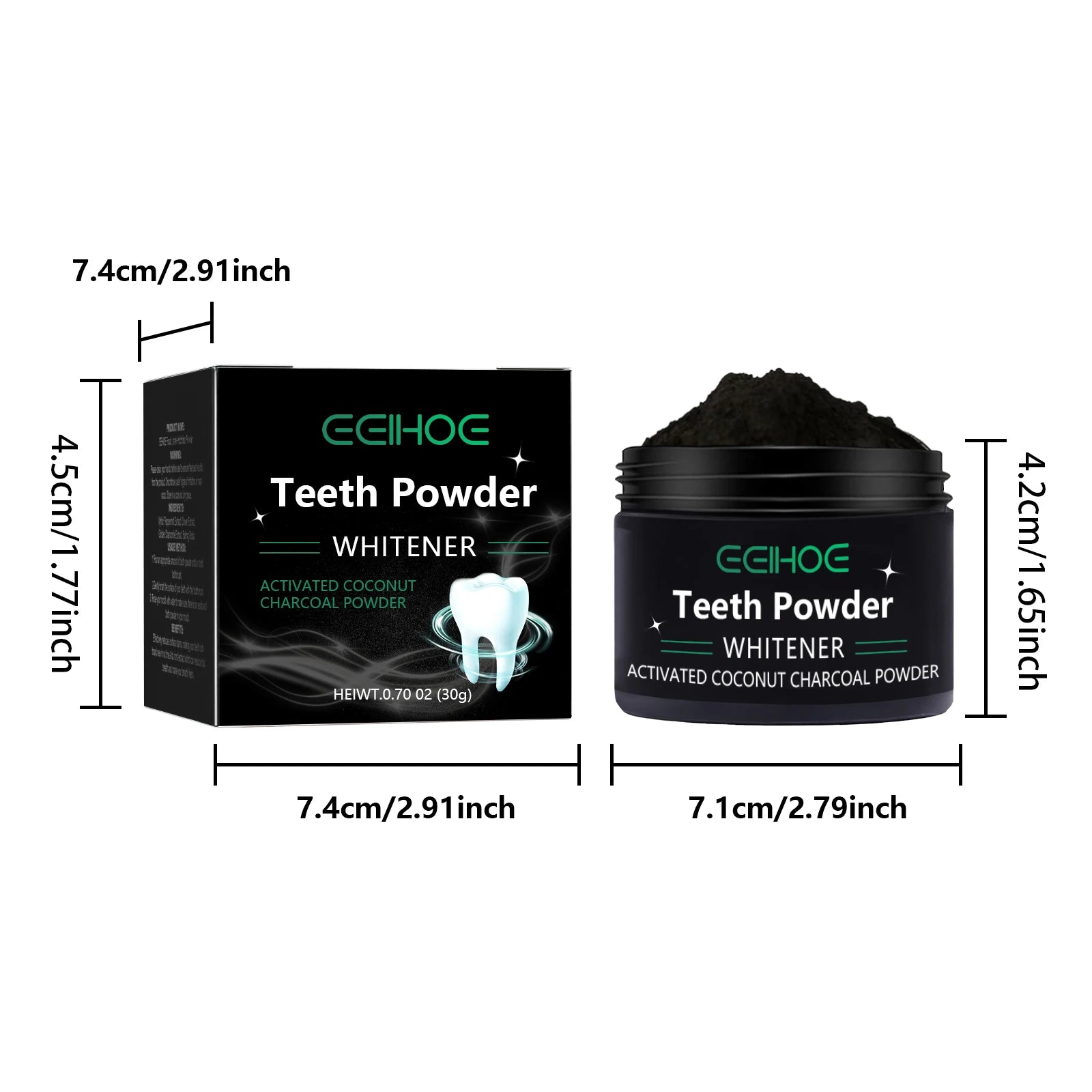 eelhoe Activated Coconut Charcoal Tooth Powder &ndash; Deep Cleaning Oral Hygiene 1PCS