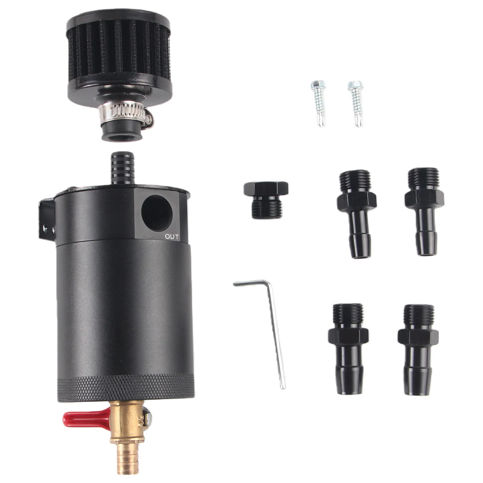 Universal Dual-Port Aluminum Oil Catch Can with Fuel Filter