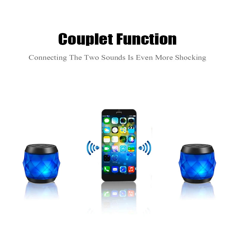 🟠 M & J Φορητά μίνι Bluetooth ηχεία Ασύρματα χέρια δωρεάν αδιάβροχο ηχείο LED ηχεία μουσική για το iPhone X Samsung κινητό τηλέφωνο