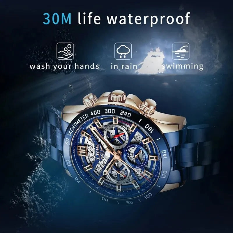 LIGE 2024 Men Watch &ndash; Waterproof Chronograph Quartz