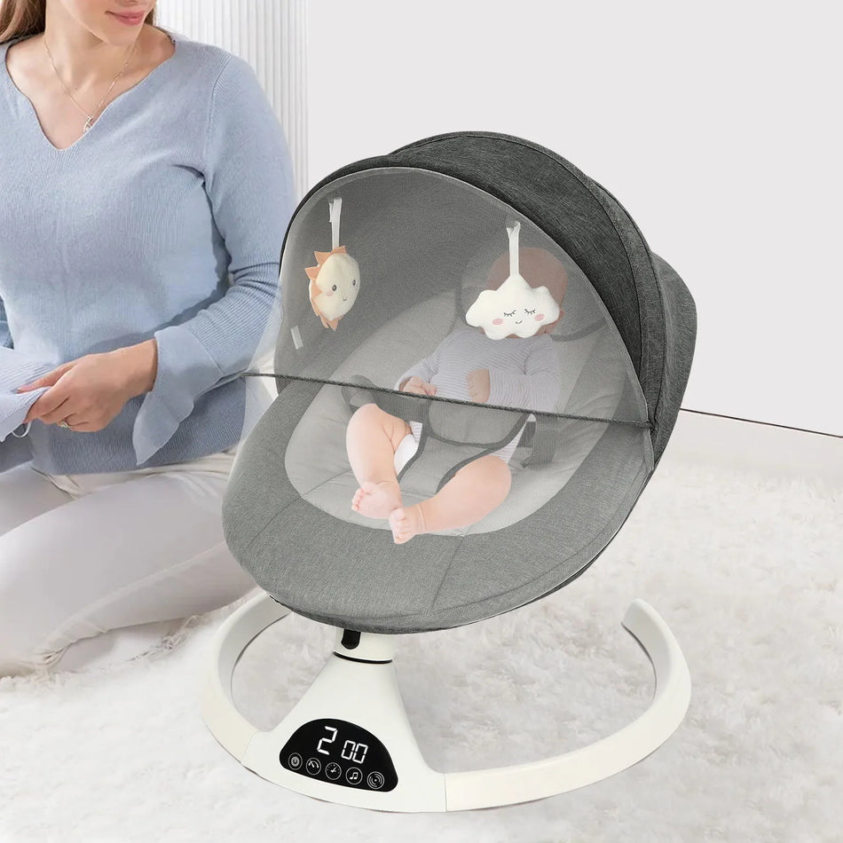 Detská elektrická hojdacia stolička – Bluetooth diaľkové ovládanie pre bábätká