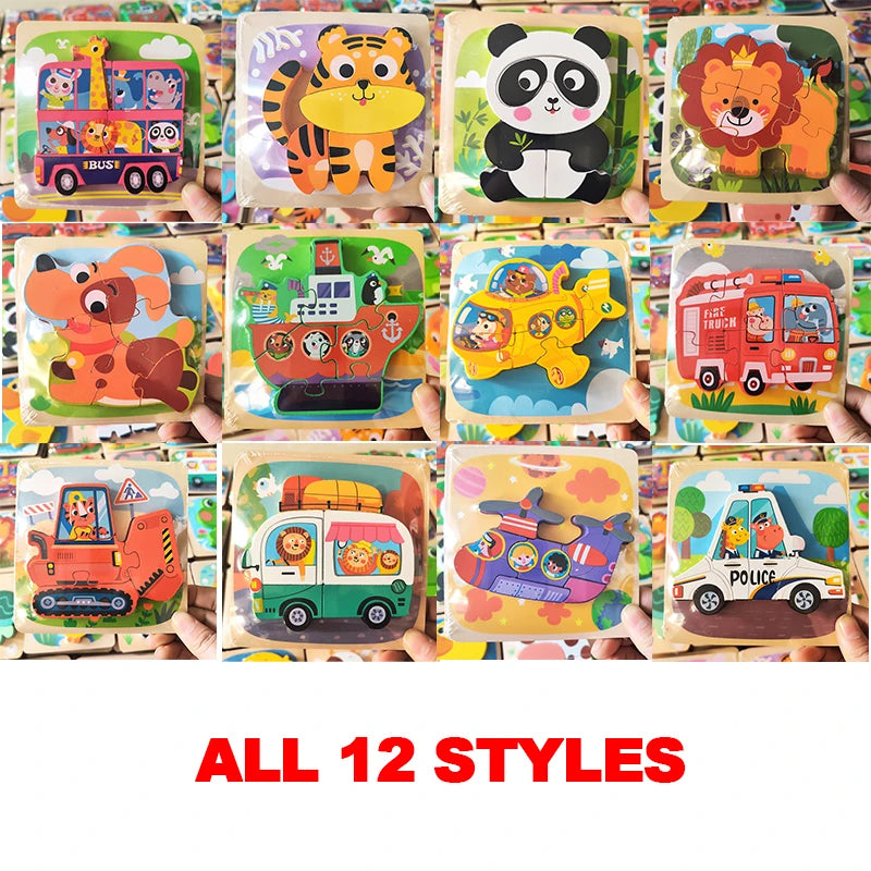 3D Wooden Puzzles Hand Grab Boards &ndash; Educational Puzzle Fun ALL 12 STYLES