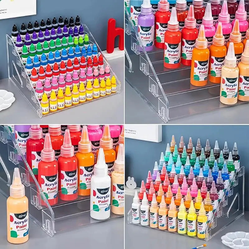 Transparent paint storage box, mini paint rack with 7 layers of paint storage rack, craft paint watercolor paint storage rack by InterCyprus Trading Ltd