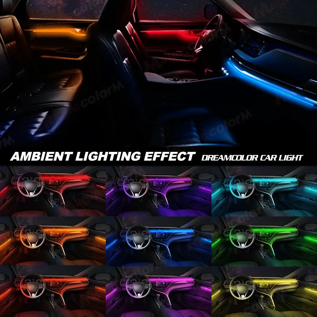 1.1M EL Wire Neon Ambient Light Car Interior Dashboard LED Decorative Lamp Universal DIY Flexible Hidden Cuttable Acrylic Strip by InterCyprus Trading Ltd