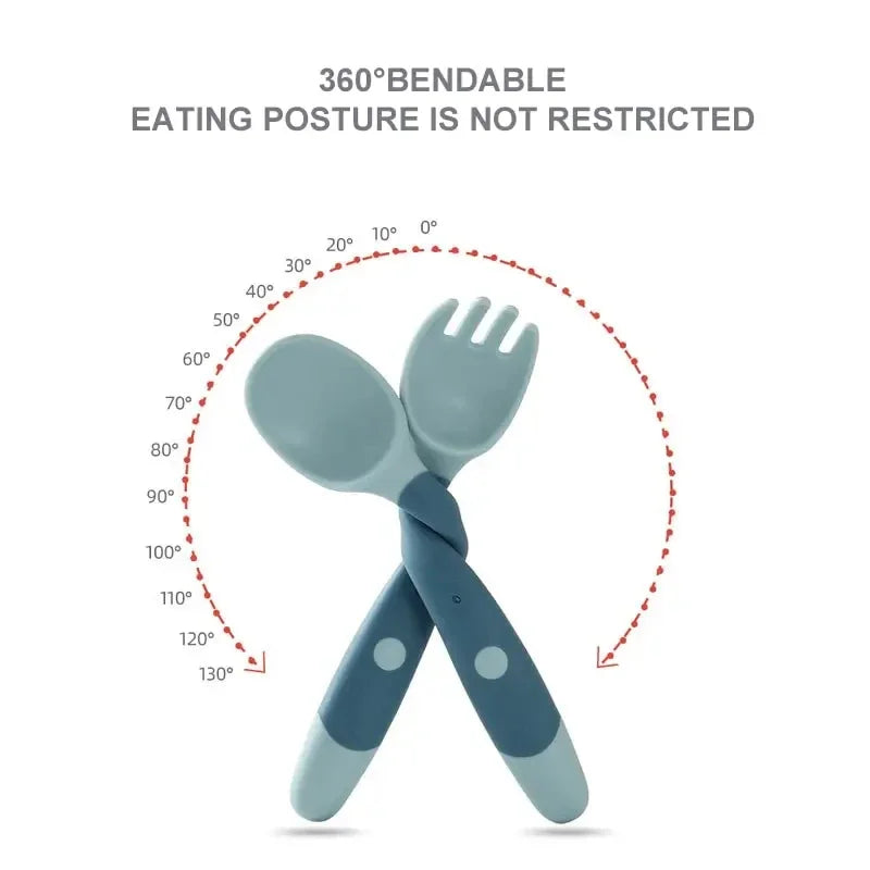 Bendable Baby Fork and Spoon Set for Easy Eating Training